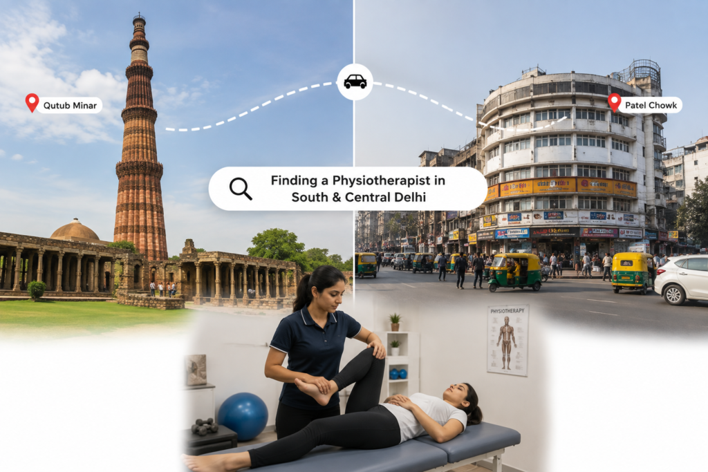 Qutub Minar to Patel Chowk Finding a Physiotherapist in South & Central Delhi